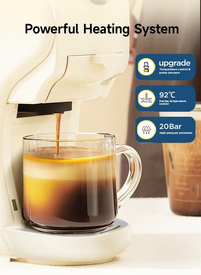 كافلف ماكينة قهوة أوتوماتيكية متعددة الكبسولات 3 في 1، ماكينة إسبريسو مع خزان مياه قابل للفصل سعة 600 مل | 3 محولات اختيارية وخاصية الإيقاف التلقائي، 1450 واط، لون أبيض - Image 4